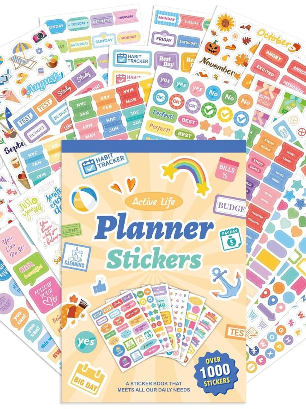 1000+ Holiday Seasonal Daily Monthly Planner Stickers for Women Men - Scrapbooki